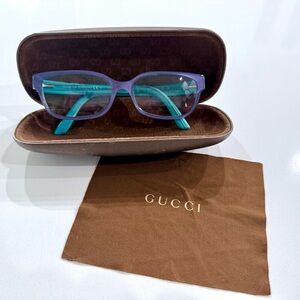 Authentic Gucci Turquoise and Lavender Purple Women's Glasses with case & cloth